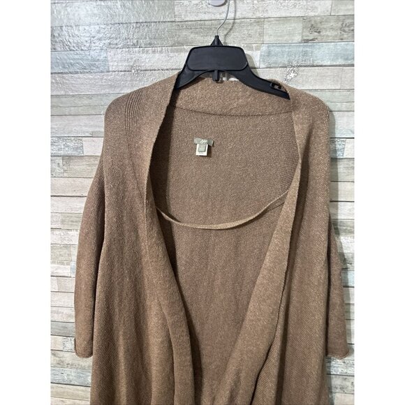 Women’s J.Jill Cardigan Linen blend Asymmetrical Brown Size Large - Picture 2 of 16